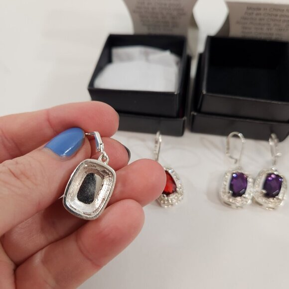 Avon Monaco Nights Drop Earrings Pendant Necklace Gift Sets Purple & Red NEW - Picture 5 of 15